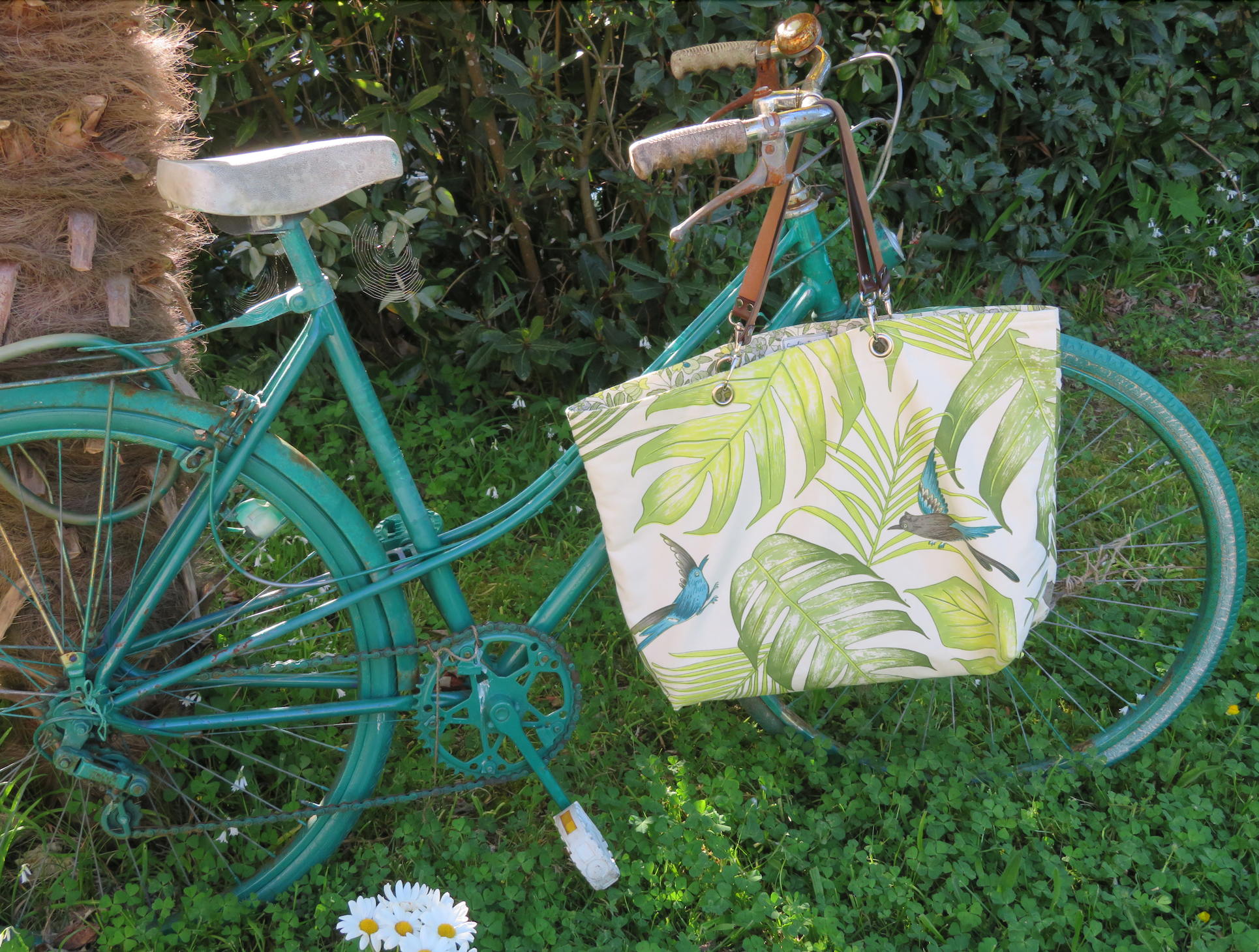 "Tropical" vert anis - Sac réversible - Grand modèle