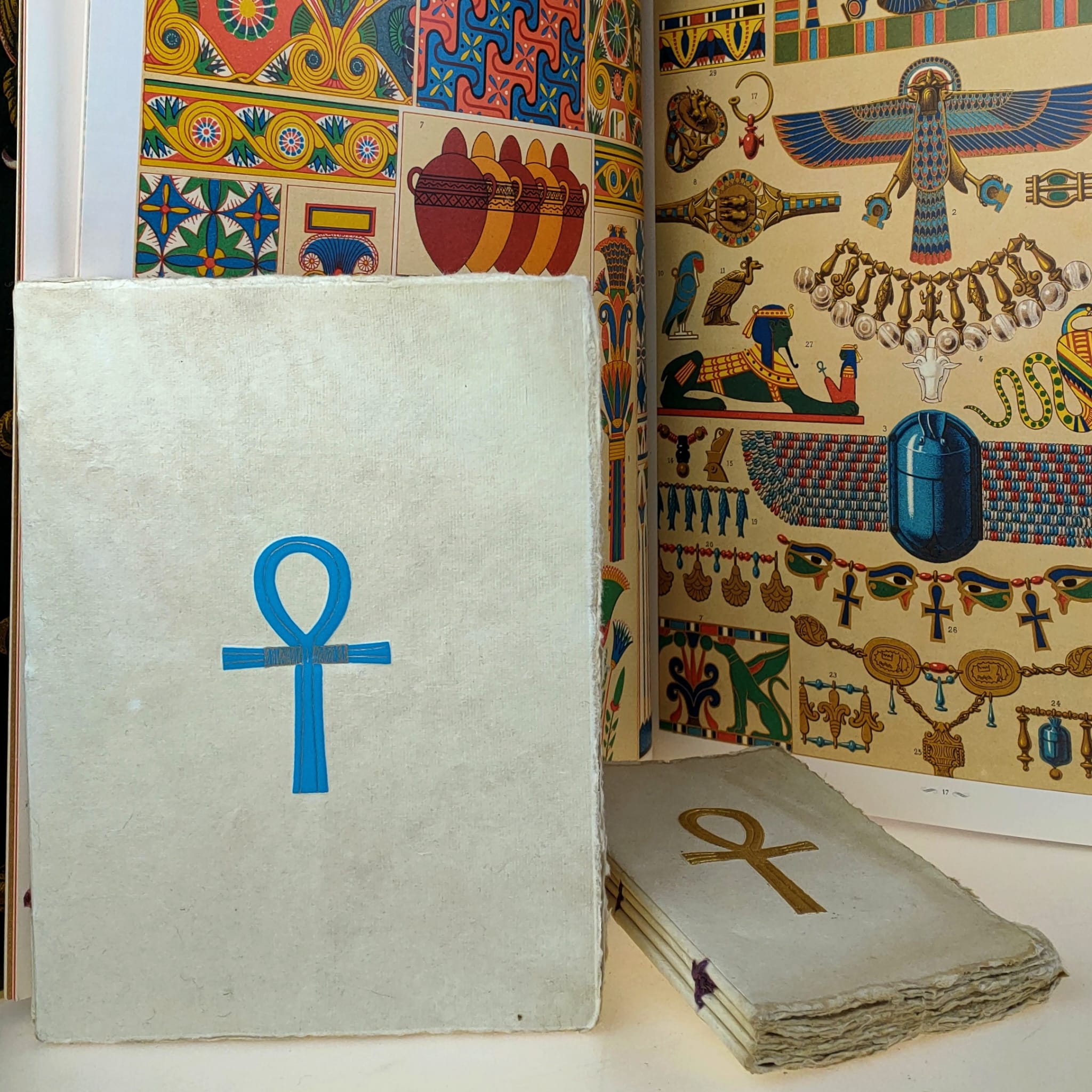 Egypte "Ankh" doré - Carnet en papier parchemin