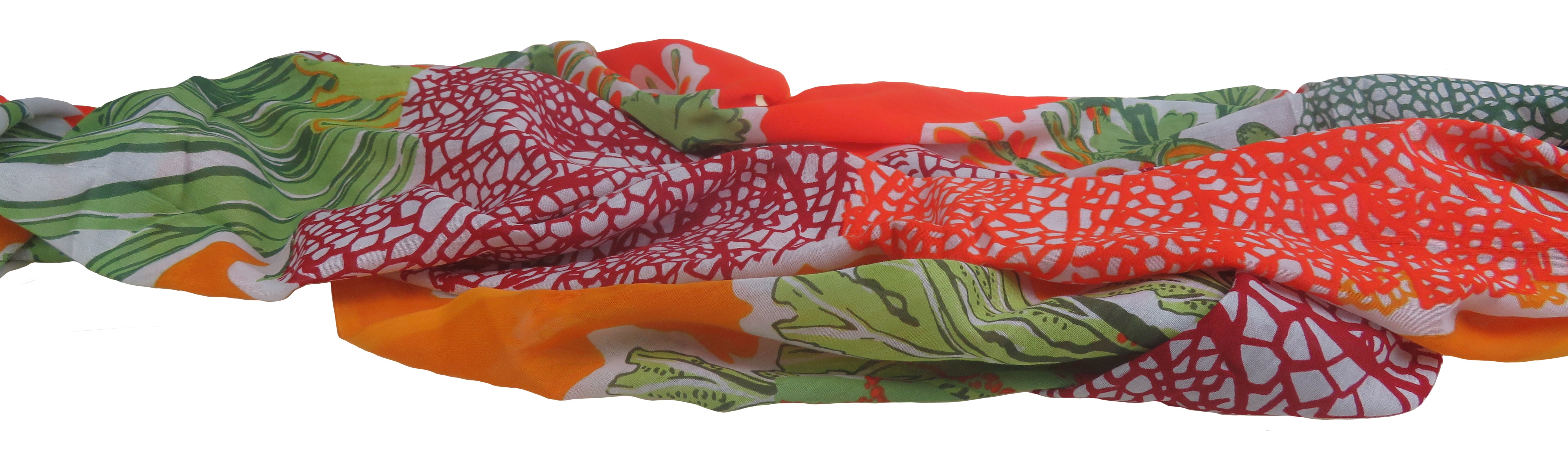 "Corail" orange - Paréo en coton