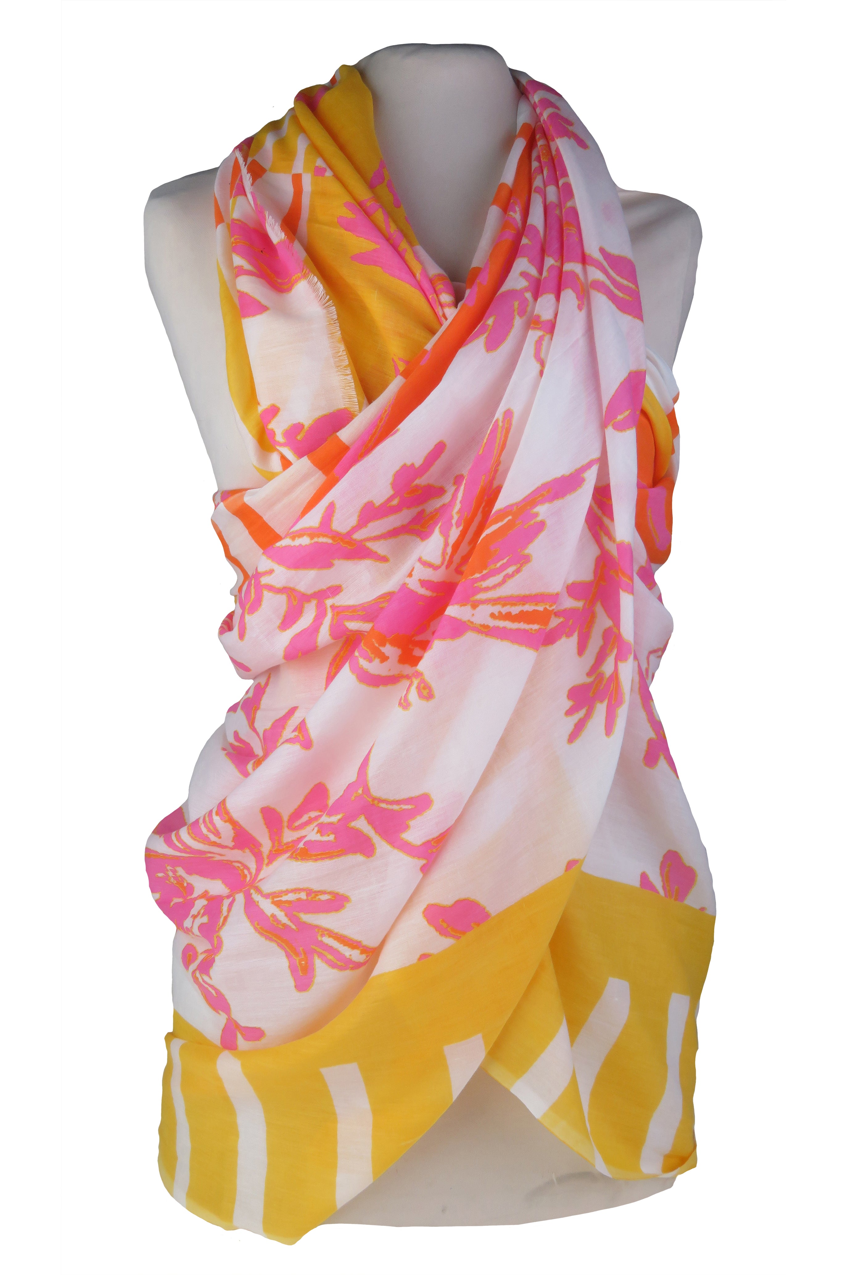 "Esterel" yellow/pink - Cotton pareo - Brigitte Bardot capsule collection 