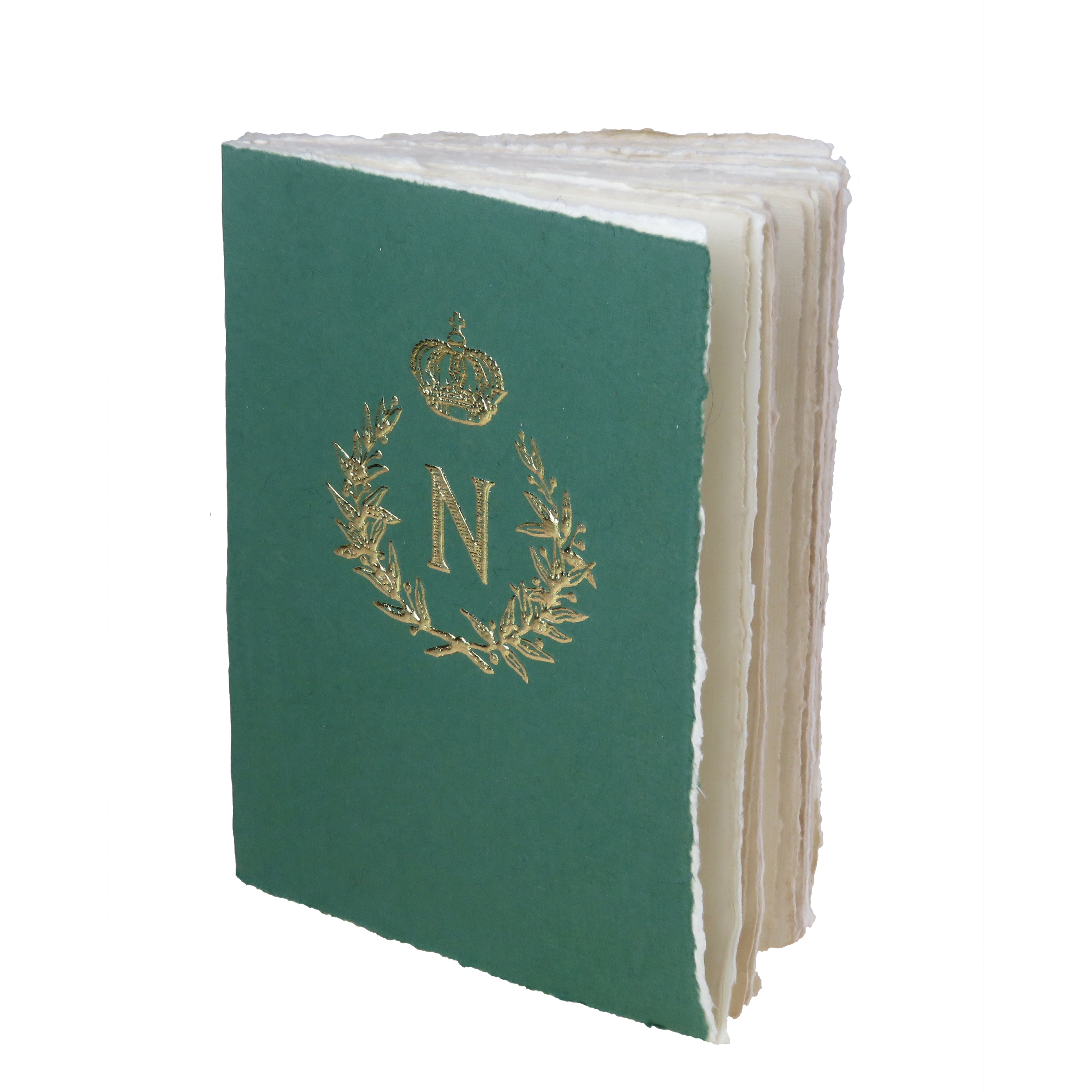 Monogramme Napoléon vert - Carnet en papier parchemin