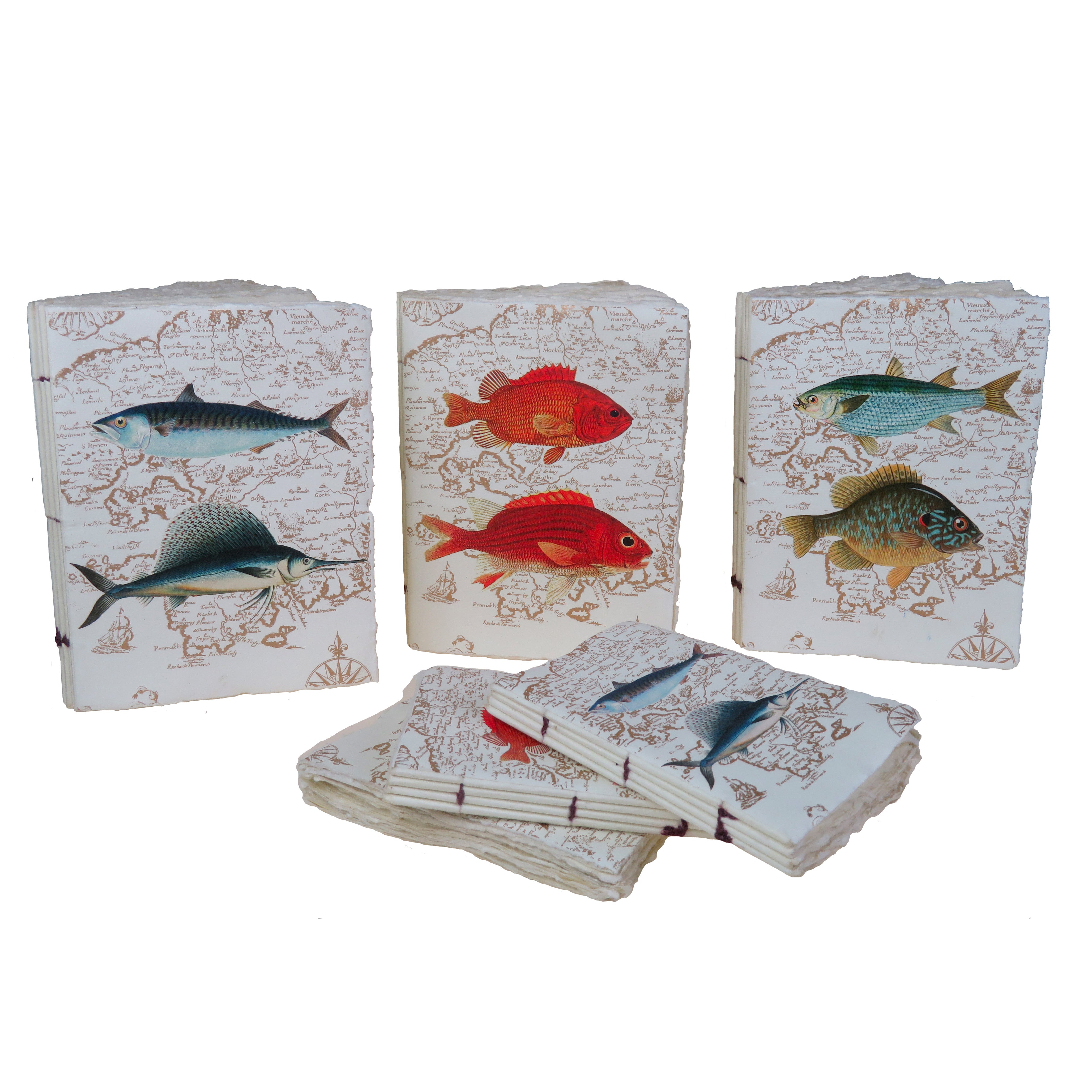 Poissons Bretons Verts - Carnet en papier parchemin