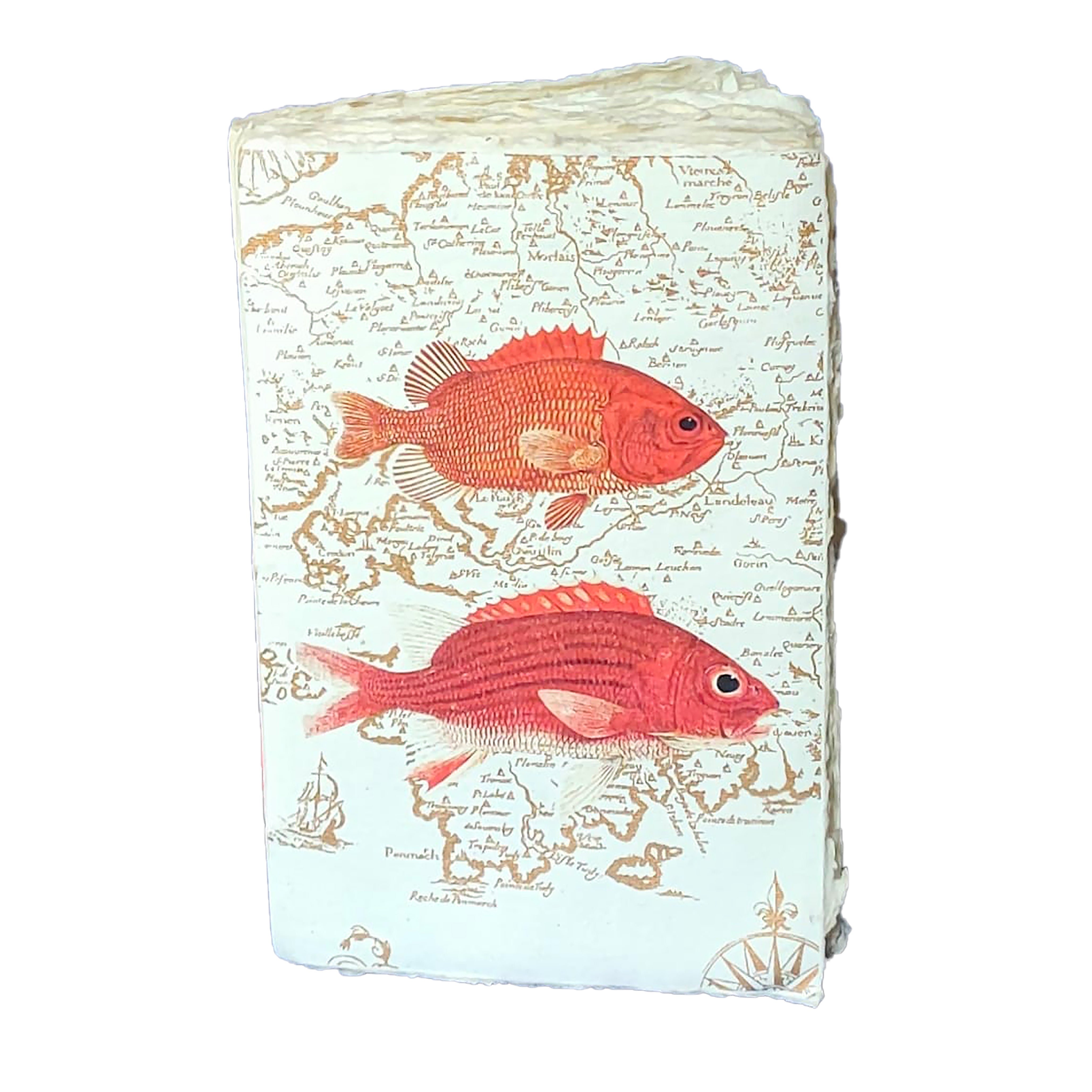 Poissons Bretons Rouges - Carnet en papier parchemin