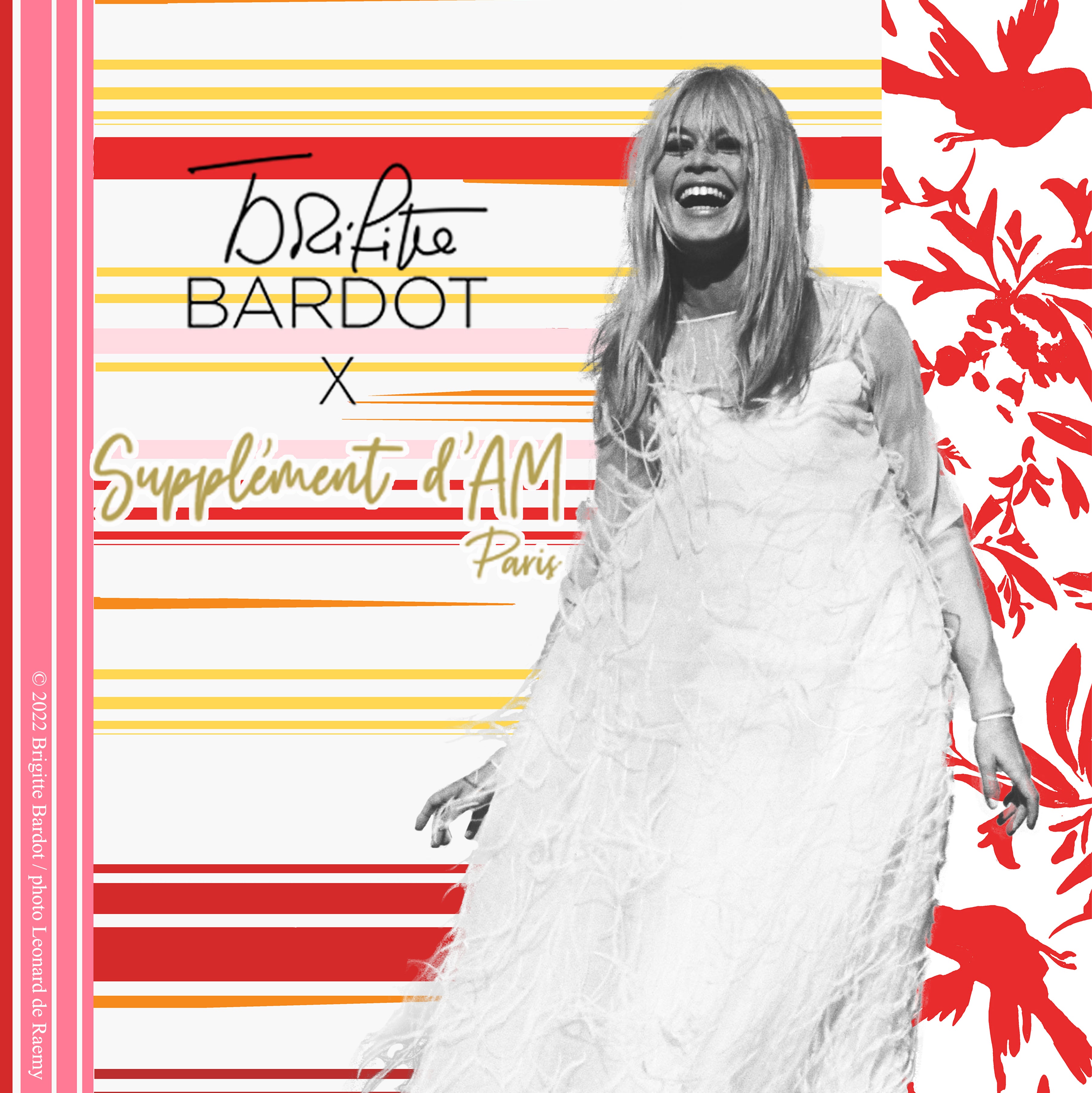 "Ramatuelle" rose/rouge - Paréo en coton - Collection capsule Brigitte Bardot