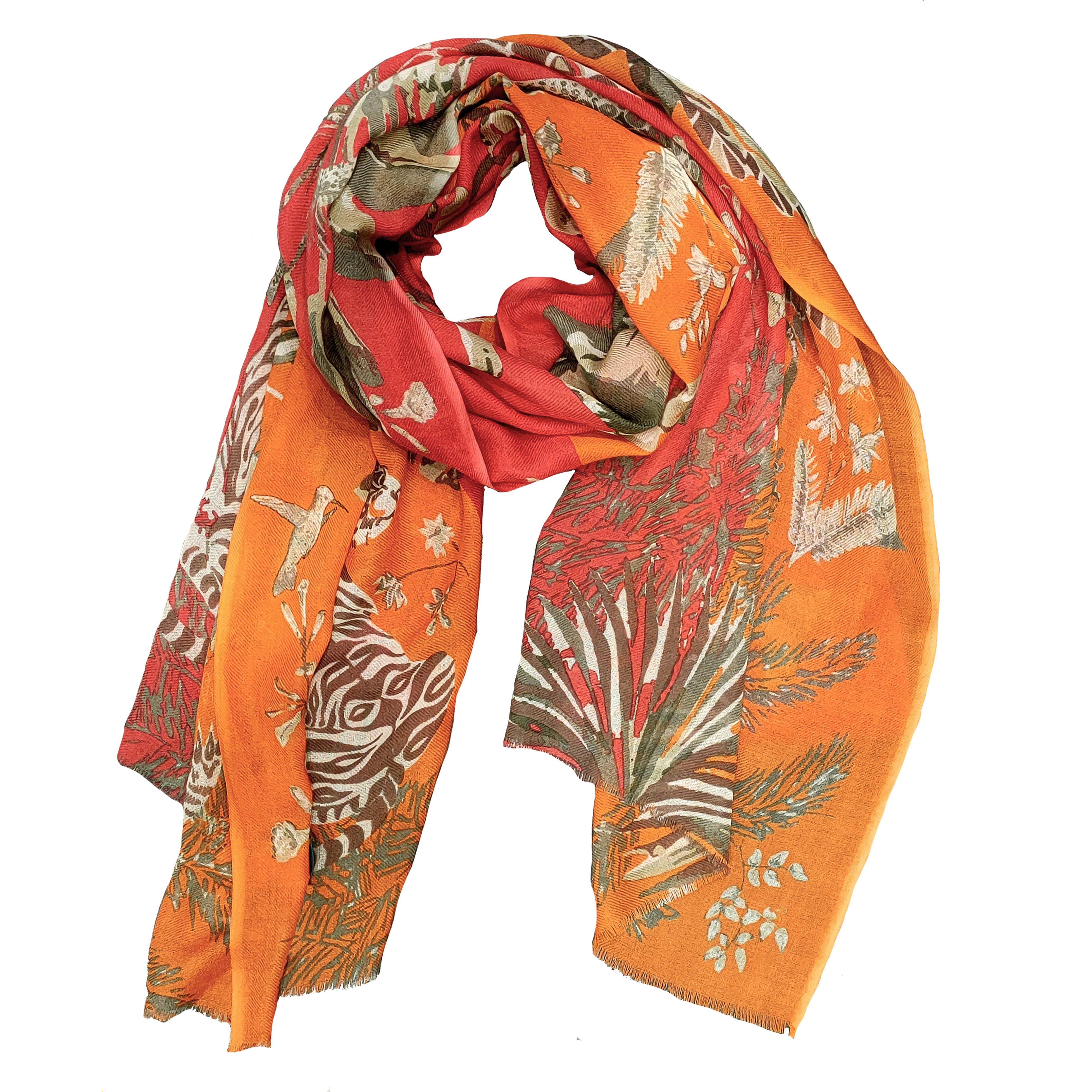 Safari Wool Stole - Orange/Red 