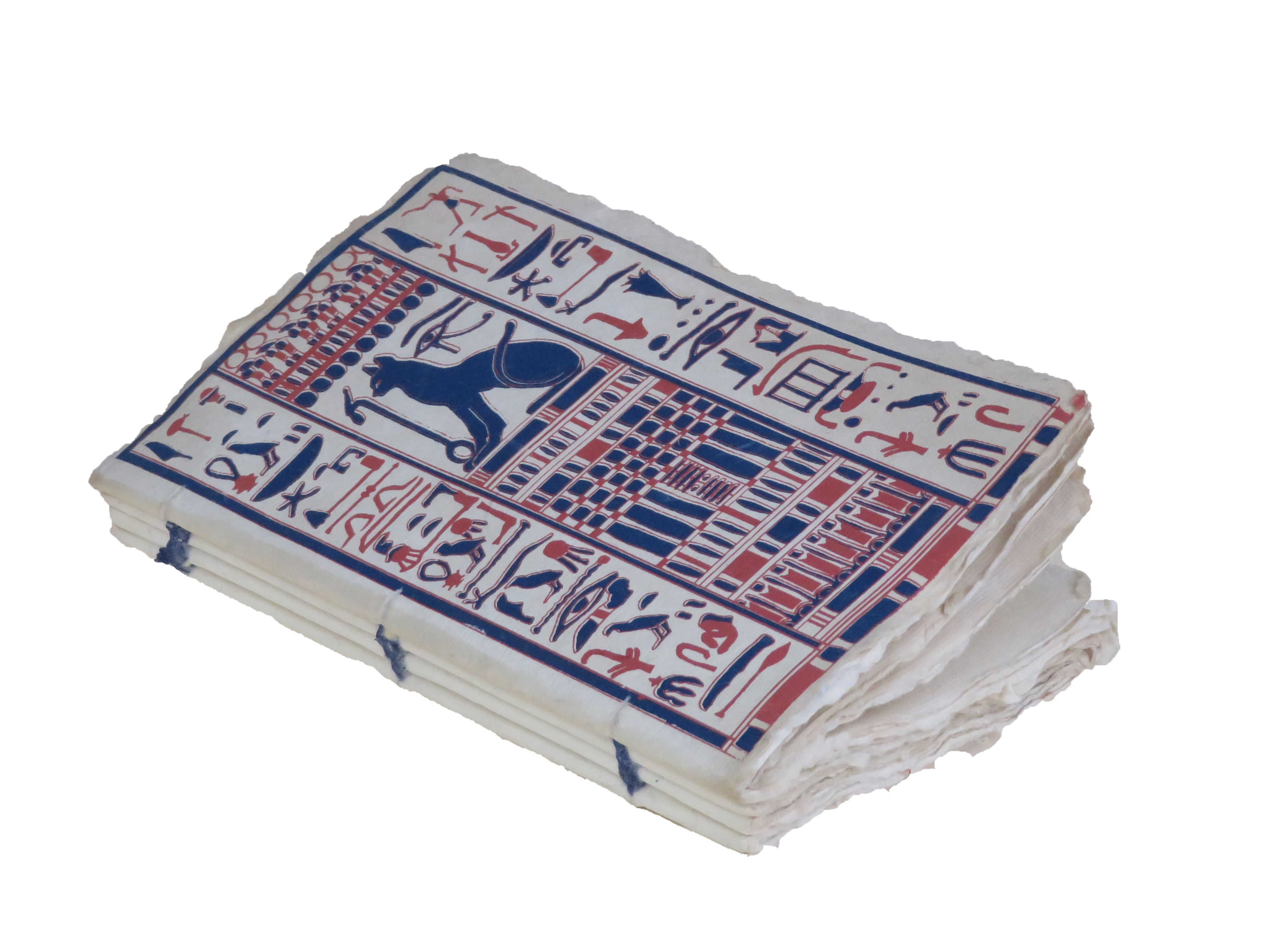 Egypte "Thèbes" bleu et rouge - Carnet en papier parchemin